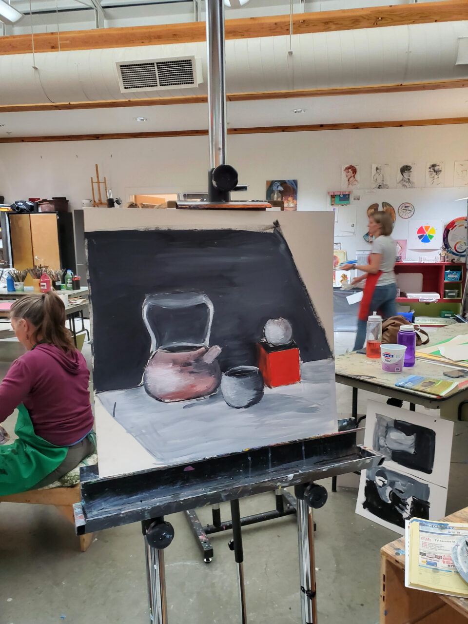 painting in the drawing studio